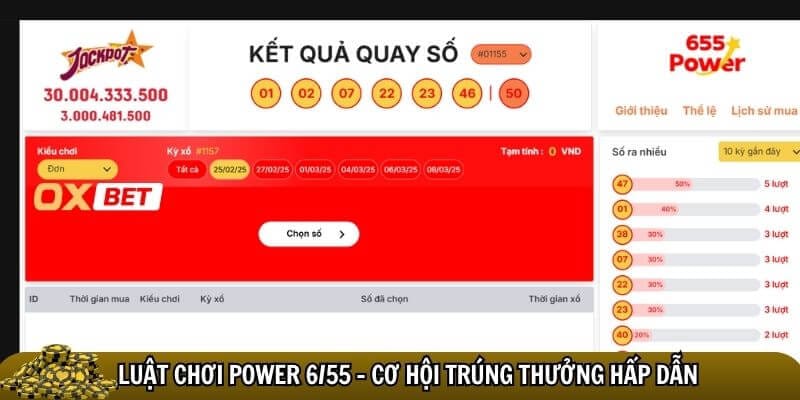 Luật chơi Power 6/55 Oxbet khái quát dễ hiểu
