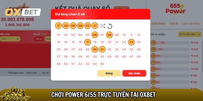 Chơi Power 6/55 trực tuyến mỗi ngày tại Oxbet